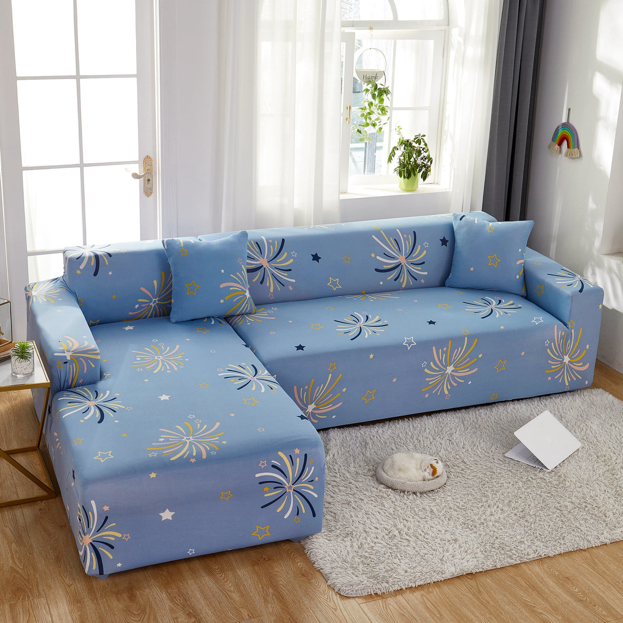 Elastic Washable L-Shaped Sofa Cover, Non-Slip Spandex for 1-5 Seater Sectional Sofa
