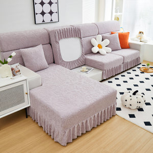 Elastic Skirted Couch Cushion Covers for 1/2/3/4-Seater Sofas, Furniture Protector for Pets, Kids