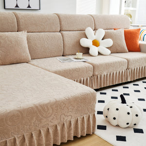 Elastic Skirted Couch Cushion Covers for 1/2/3/4-Seater Sofas, Furniture Protector for Pets, Kids
