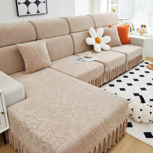 Elastic Skirted Couch Cushion Covers for 1/2/3/4-Seater Sofas, Furniture Protector for Pets, Kids