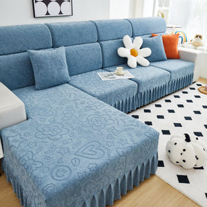 Elastic Skirted Couch Cushion Covers for 1/2/3/4-Seater Sofas, Furniture Protector for Pets, Kids