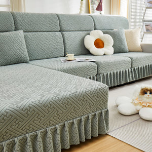 Stretch Sofa Covers with Skirt for Couch Seat and Cushion, Chaise, Sectional, 1/2/3/4 Seater Sofas