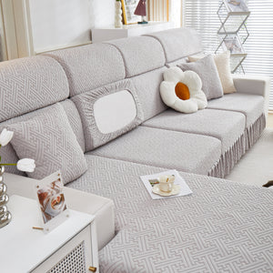 Stretch Sofa Covers with Skirt for Couch Seat and Cushion, Chaise, Sectional, 1/2/3/4 Seater Sofas