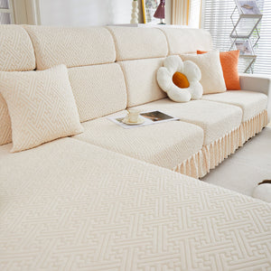 Stretch Sofa Covers with Skirt for Couch Seat and Cushion, Chaise, Sectional, 1/2/3/4 Seater Sofas