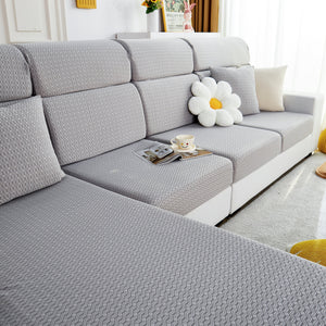 Growth Rings Jacquard Fleece Fabric Stretch Cushion Cover, Non-Slip Furniture Protector for Kids, Couch Cushion Covers