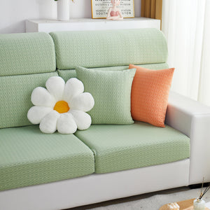 Growth Rings Jacquard Fleece Fabric Stretch Cushion Cover, Non-Slip Furniture Protector for Kids, Couch Cushion Covers
