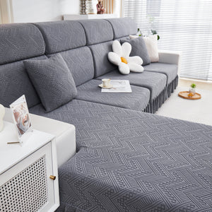 Stretchable Chaise Lounge Sofa Covers and Couch Seat Covers with Skirt for Sectional Couches