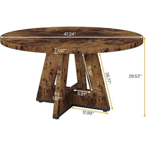 Modern Kitchen 4-Person Circular Dining Table in Rustic Brown Wood Finish
