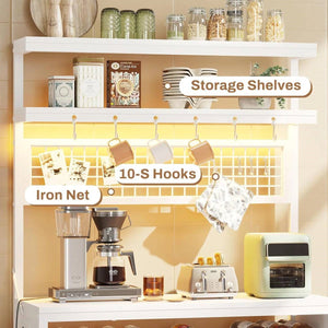 White Modern Industrial Kitchen Baker's Rack with Multi-Color LED Lights