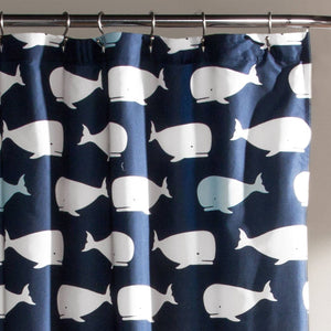 72-inch Navy White Nautical Whales Polyester Shower Curtain