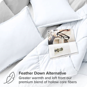 Queen size Super Soft Microfiber Down Alternative Comforter Set White
