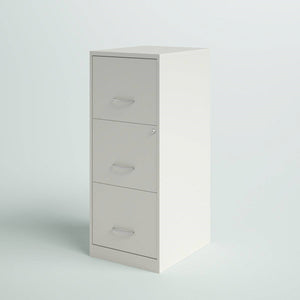 White Metal 3-Drawer Vertical File Cabinet with 2 Locking Drawers