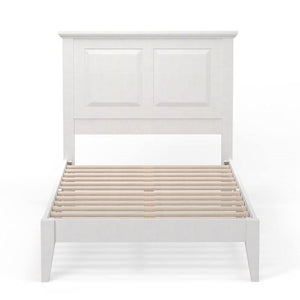 Twin Traditional Solid Oak Wooden Platform Bed Frame with Headboard in White