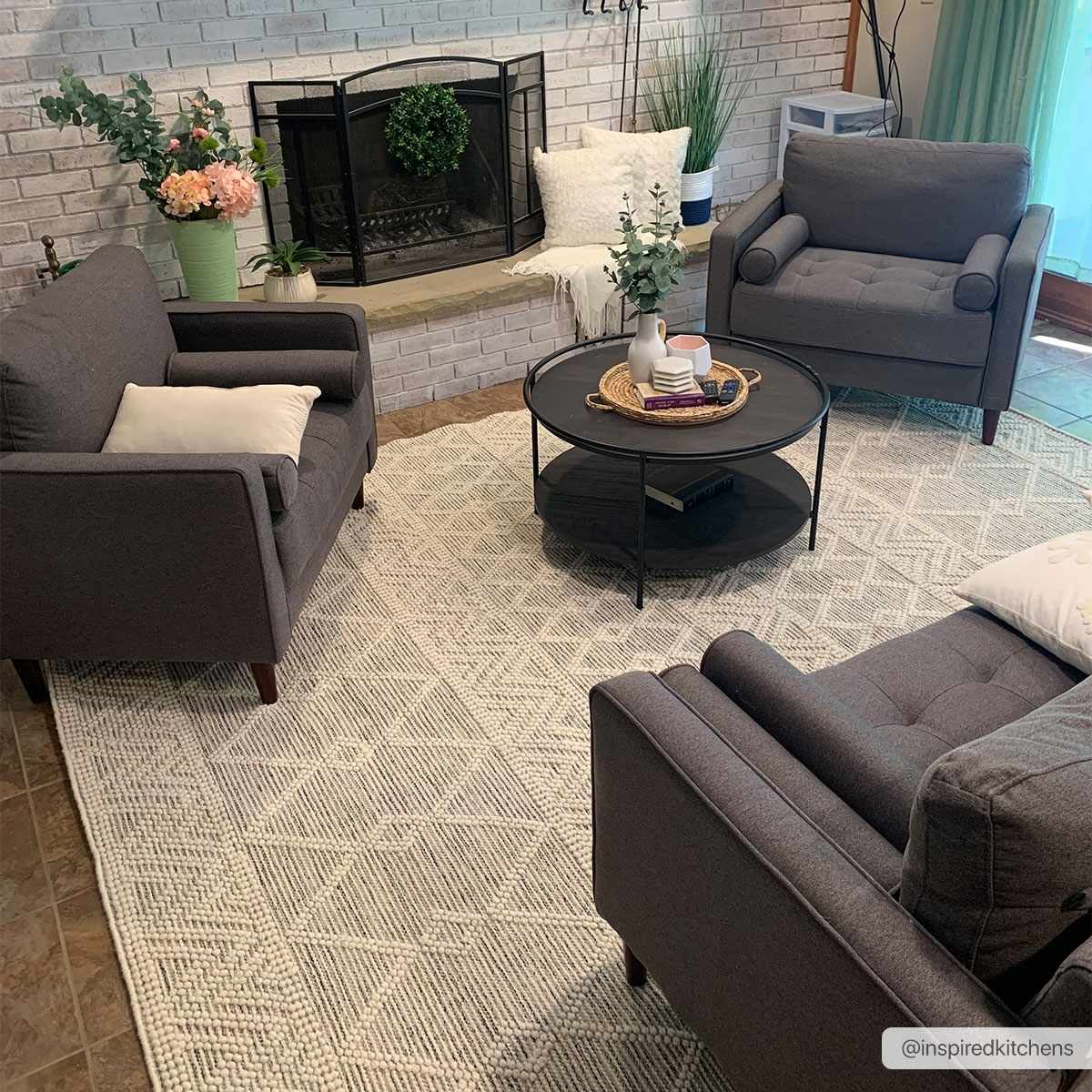 Whittington Wool Area Rug - Medium Gray & Off White, Hand Woven ...
