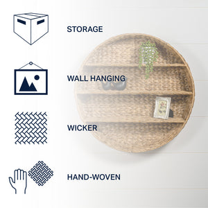 Annulus 3-Shelf Circular Handwoven Hyacinth Wall Rack