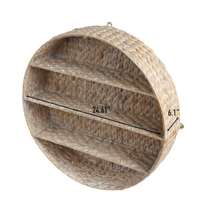 Annulus 3-Shelf Circular Handwoven Hyacinth Wall Rack