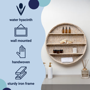 Annulus 3-Shelf Circular Handwoven Hyacinth Wall Rack