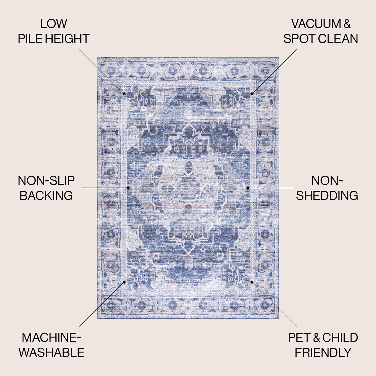 Alanya Ornate Medallion Machine-Washable Area Rug