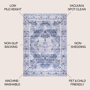 Alanya Ornate Medallion Machine-Washable Area Rug