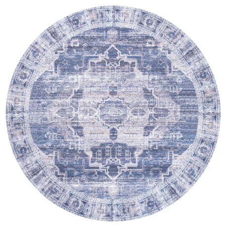 Alanya Ornate Medallion Machine-Washable Round Area Rug