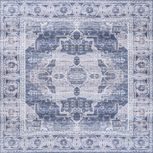 Alanya Ornate Medallion Machine-Washable Square Area Rug