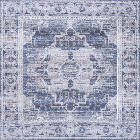 Alanya Ornate Medallion Machine-Washable Square Area Rug