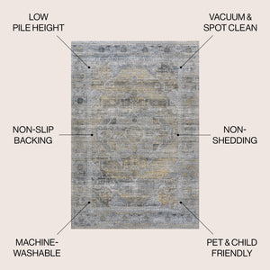 Alanya Ornate Medallion Machine-Washable Area Rug