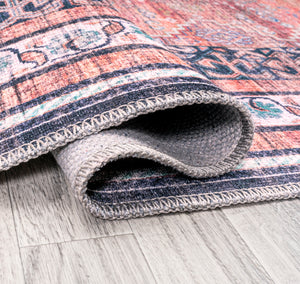 Dalyan Geometric Medallions Machine-Washable Round Area Rug