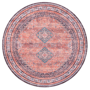Dalyan Geometric Medallions Machine-Washable Round Area Rug