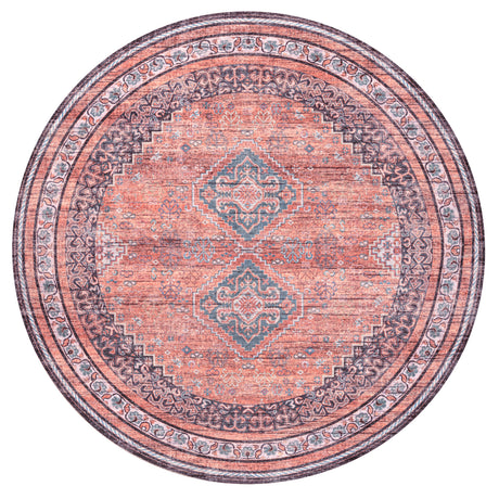 Dalyan Geometric Medallions Machine-Washable Round Area Rug