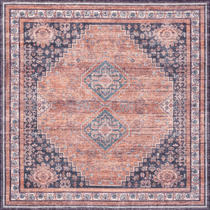 Dalyan Geometric Medallions Machine-Washable Square Area Rug