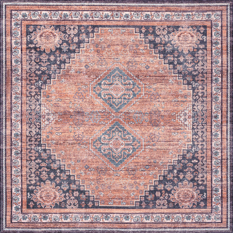 Dalyan Geometric Medallions Machine-Washable Square Area Rug