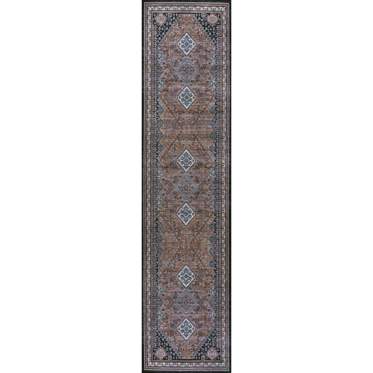 Dalyan Geometric Medallions Machine-Washable Runner Rug
