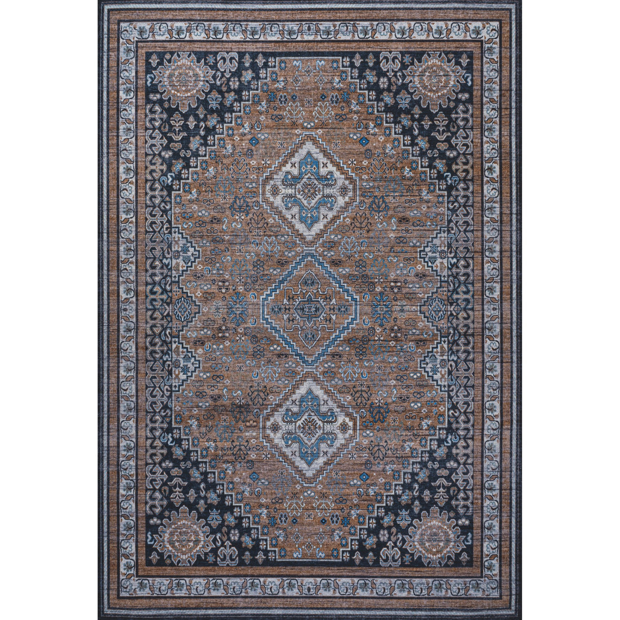 Dalyan Geometric Medallions Machine-Washable Area Rug