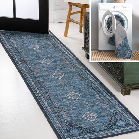 Dalyan Geometric Medallions Machine-Washable Runner Rug