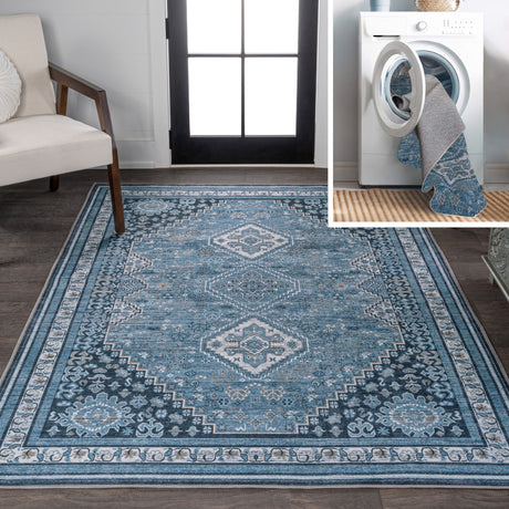 Dalyan-Geometric-Medallions-Machine-Washable-Area-Rug-Area-Rugs