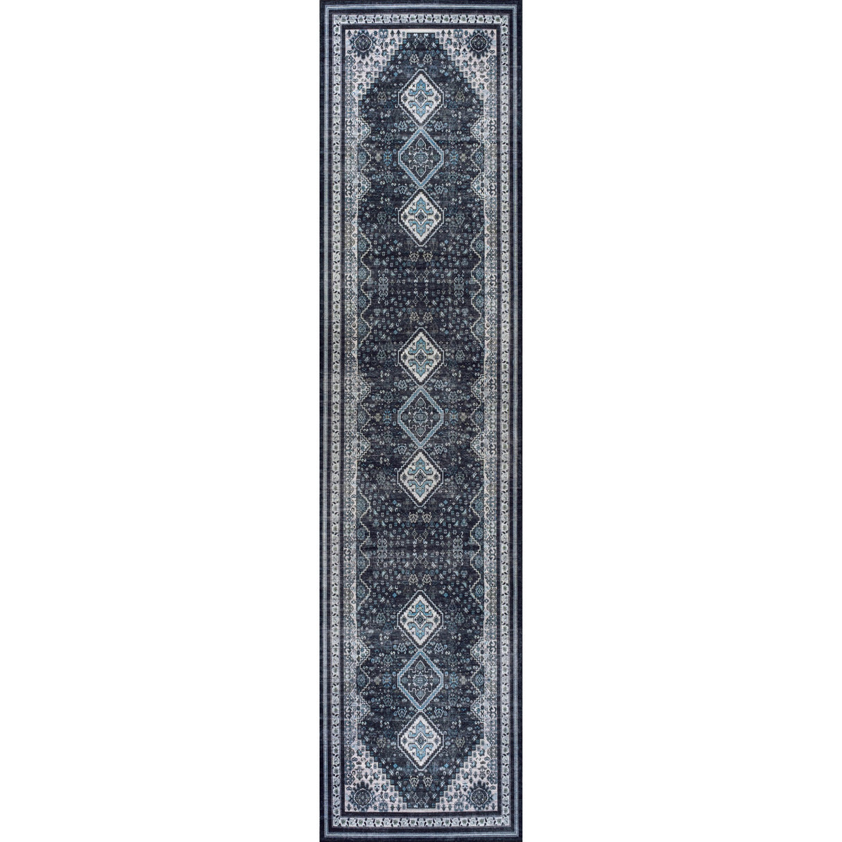 Dalyan Geometric Medallions Machine-Washable Runner Rug