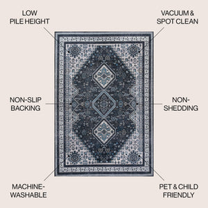 Dalyan Geometric Medallions Machine-Washable Area Rug