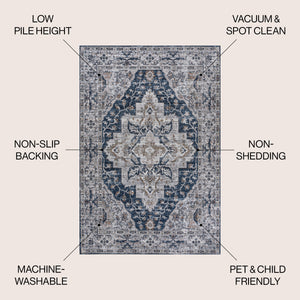 Didim Boho Medallion Machine-Washable Area Rug