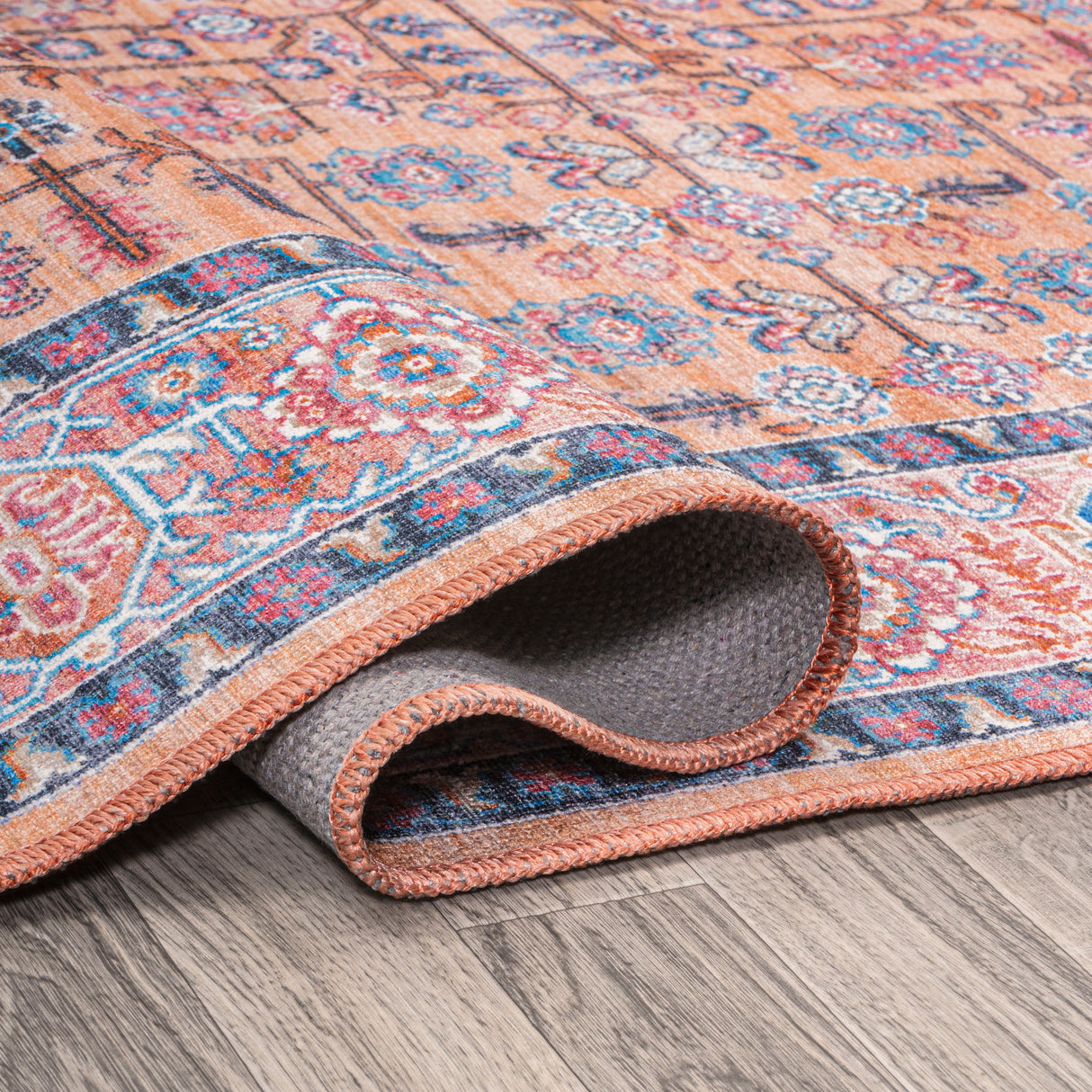 Kemer All-Over Persian Machine-Washable Round Area Rug