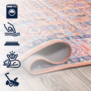 Kemer Multi-Colored Chenille Persian Machine-Washable Square Area Rugs