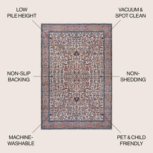Kemer All-Over Persian Machine-Washable Area Rug