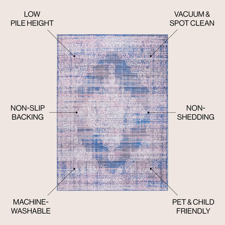 Regis Bohemian Medallion Machine-Washable Area Rug