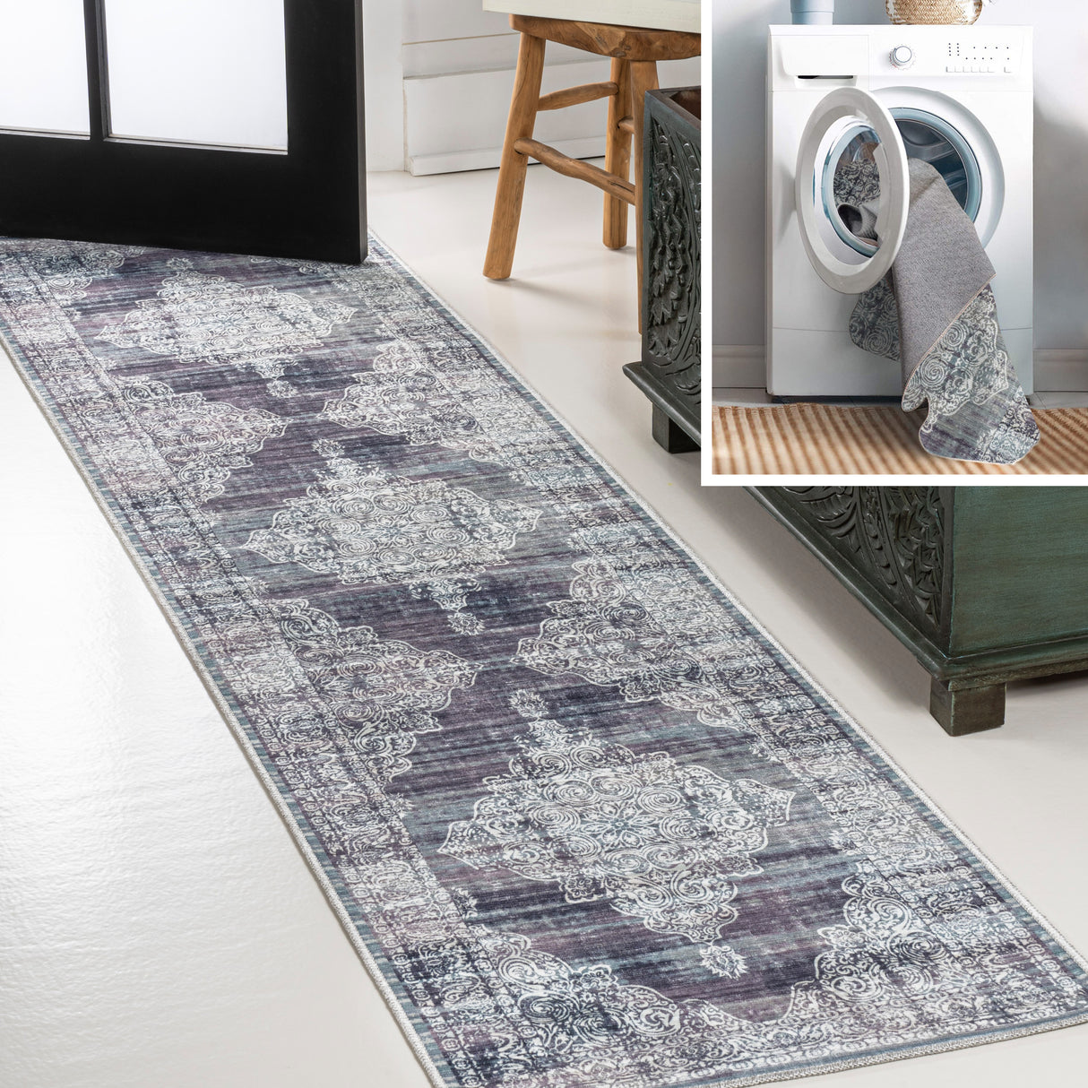 Regis Bohemian Medallion Machine-Washable Runner Rug