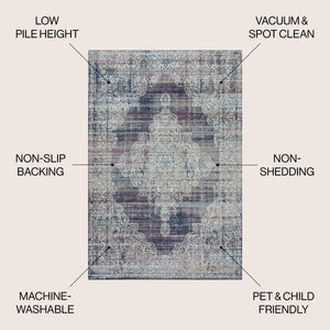 Regis Bohemian Medallion Machine-Washable Area Rug