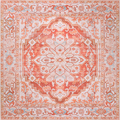 Asa Ornate Medallion Machine-Washable Square Area Rug