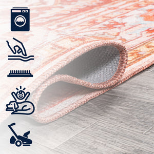 Asa Ornate Medallion Machine-Washable Round Area Rug