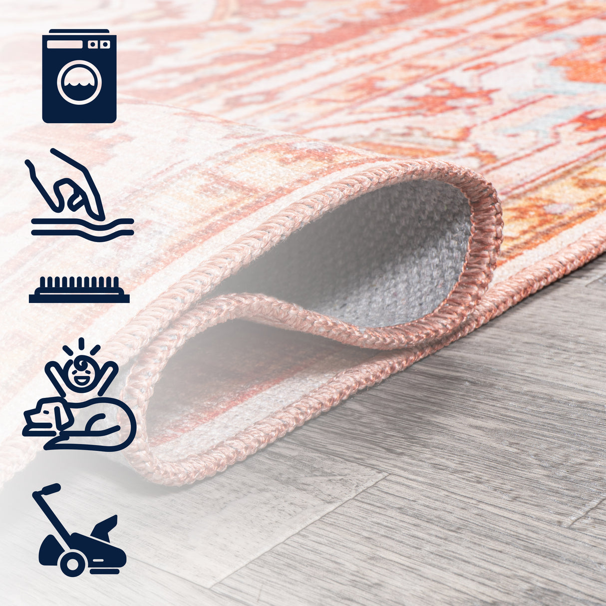 Asa Ornate Medallion Machine-Washable Square Area Rug