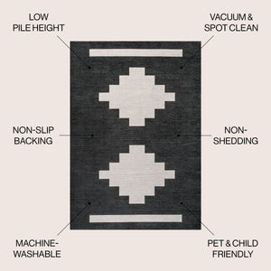 Adriel Geometric Tribal Machine-Washable Area Rug