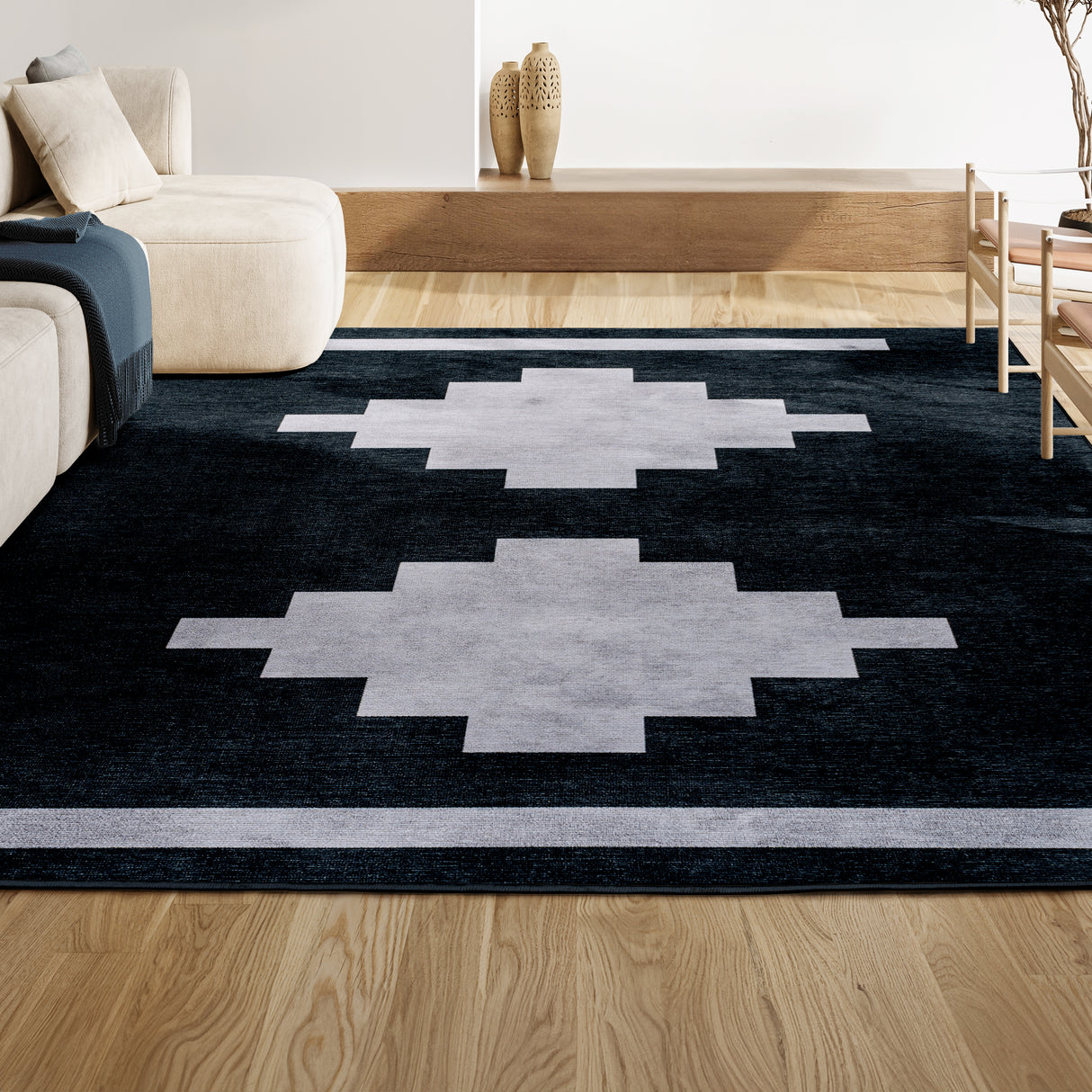 Adriel Geometric Medallion Machine-Washable Area Rug